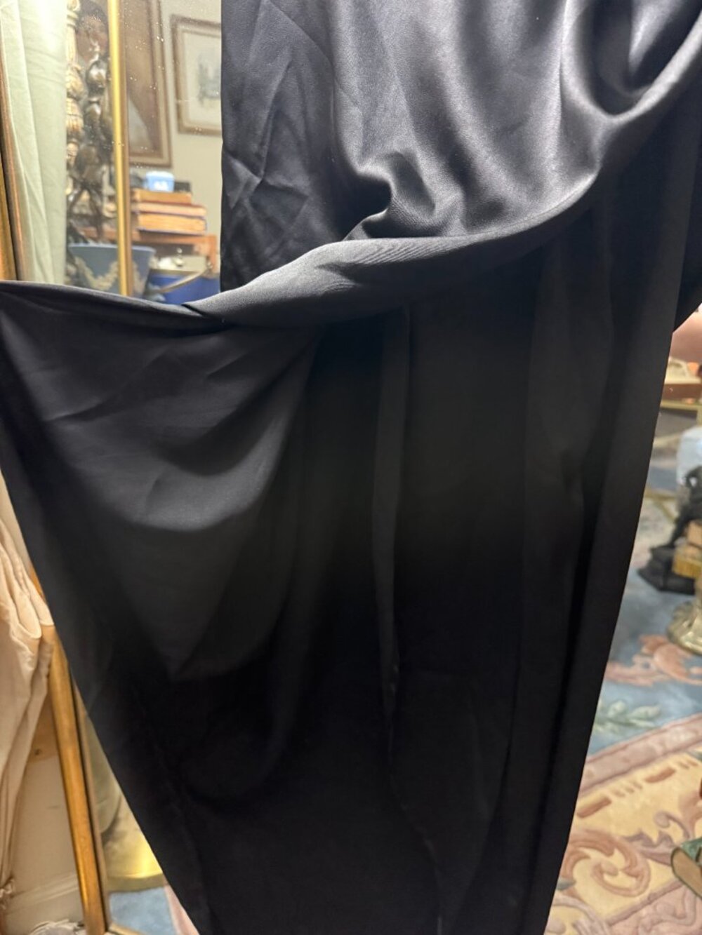 Shein Black Satin Cocktail Wrap Dress with Spaghetti Straps - Picture 4 of 8